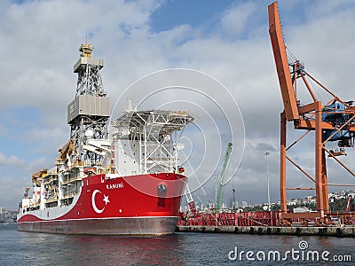 Turkey - Istanbul - Ultra Deep-Water Drillship Kanuni up close Editorial Stock Photo